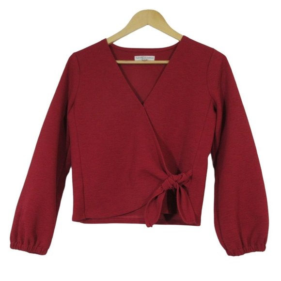 Madewell Texture & Thread crepe wrap top, blouse with tie front XS - Picture 5 of 12